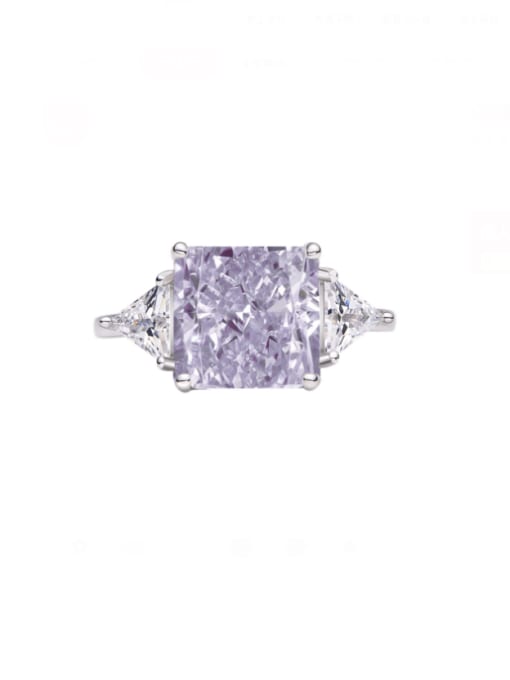 Lavender (light purple) 24# 925 Sterling Silver High Carbon Diamond Geometric Luxury Band Ring