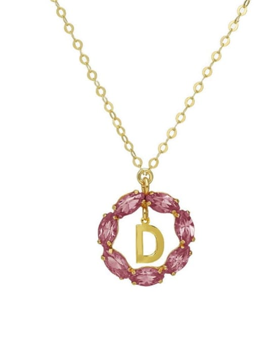 Gold D 925 Sterling Silver Cubic Zirconia Geometric Minimalist Necklace