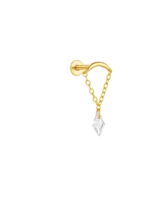Single Gold 1 925 Sterling Silver Cubic Zirconia Heart Tassel Minimalist Single Earring