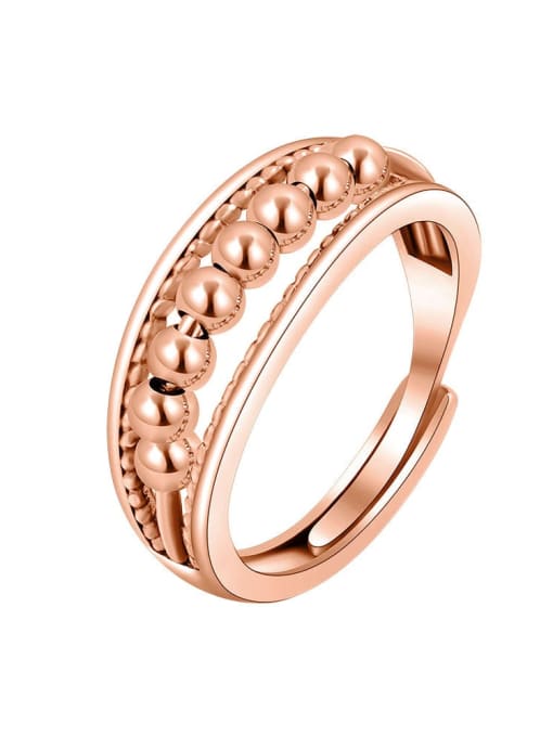 Rose Gold 925 Sterling Silver Bead Geometric Minimalist Rotate Band Ring