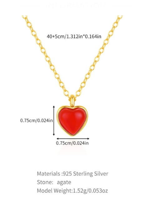 YUANFAN 925 Sterling Silver Enamel Heart Minimalist Necklace 2