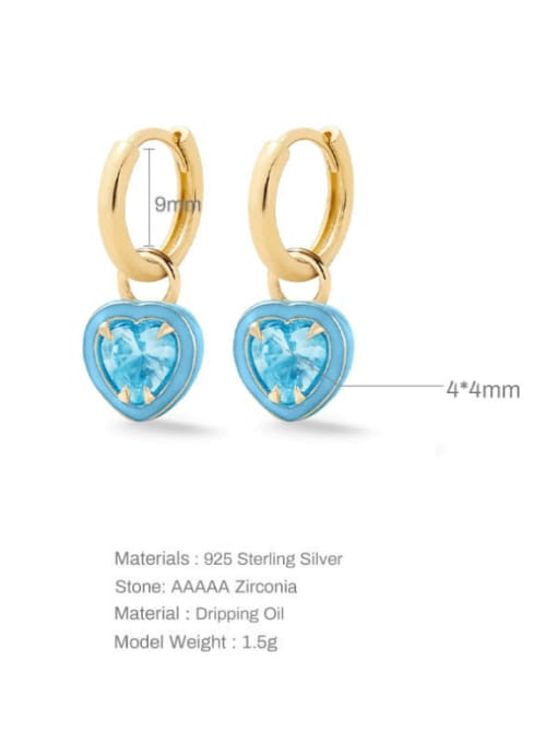 YUANFAN 925 Sterling Silver Cubic Zirconia Enamel Heart Minimalist Huggie Earring 2