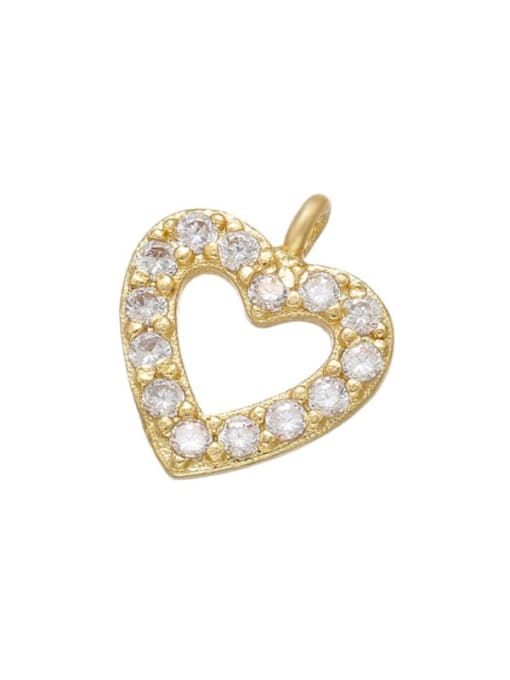 Gold White Diamond peach heart Brass Cubic Zirconia Micro Inlay Heart Star Pendant