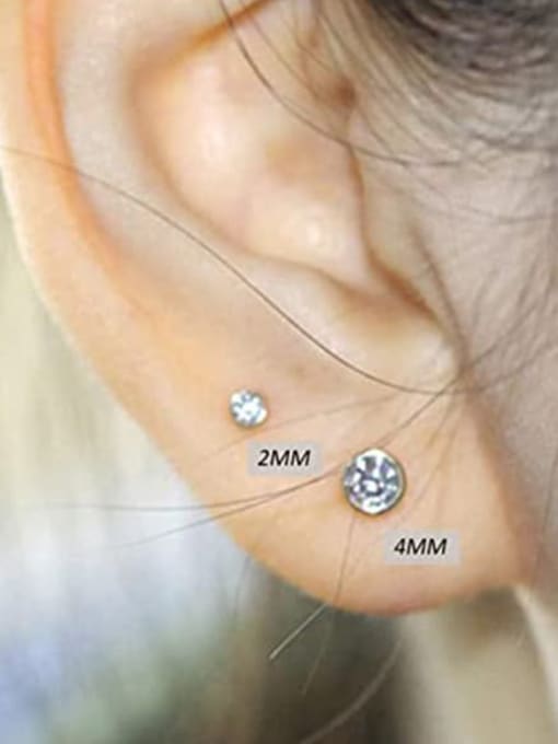YUANFAN 925 Sterling Silver Cubic Zirconia Geometric Minimalist Stud Earring 1