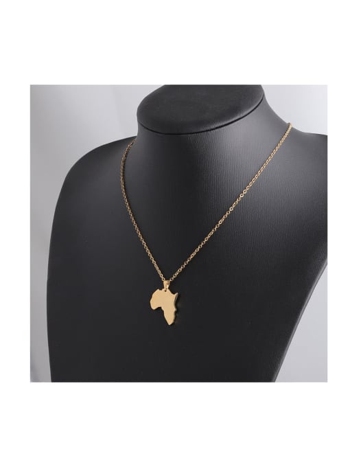 golden Stainless steel Africa map Minimalist Necklace