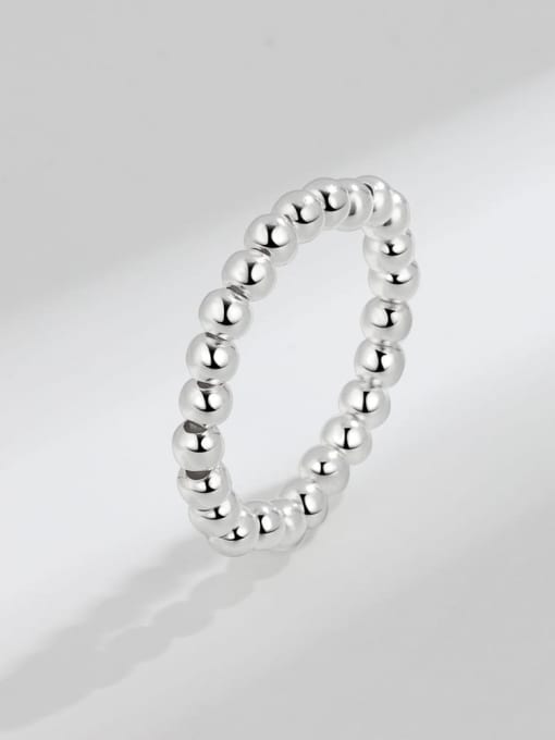 Platinum 925 Sterling Silver Bead Geometric Minimalist Bead Ring