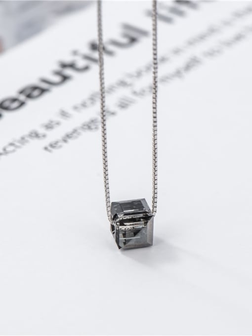 Cube crystal (small) 925 Sterling Silver Crystal Geometric Minimalist Necklace