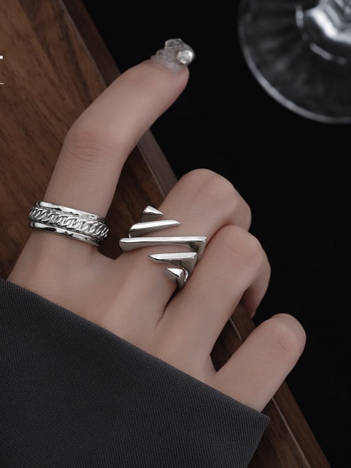 PNJ-Silver 925 Sterling Silver Geometric Trend Band Ring 1