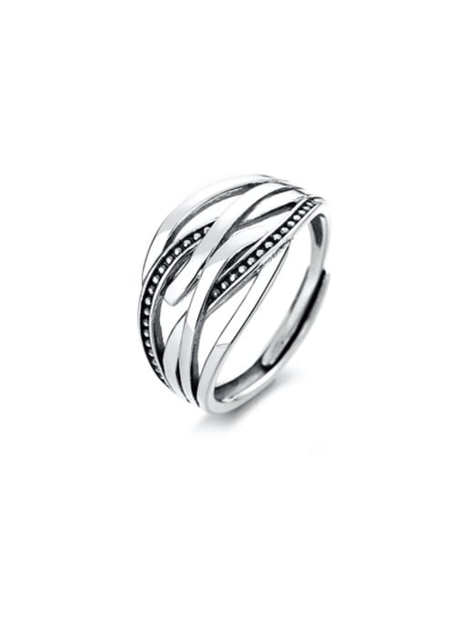 298fj approx. 3.01g 925 Sterling Silver Irregular Vintage Stackable Ring