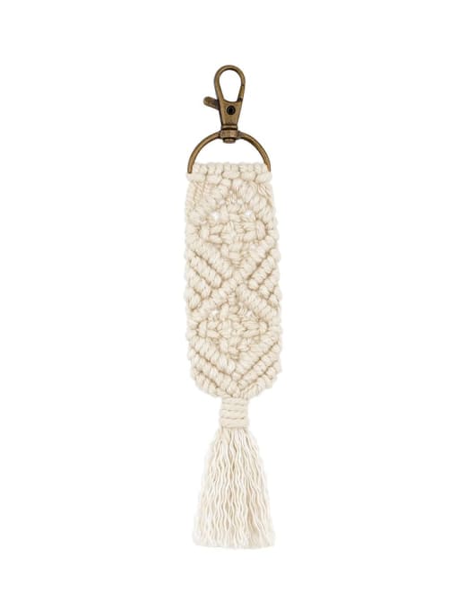 K68150 white Alloy Cotton Rope  Tassel Bohemia Hand-Woven Bag Pendant