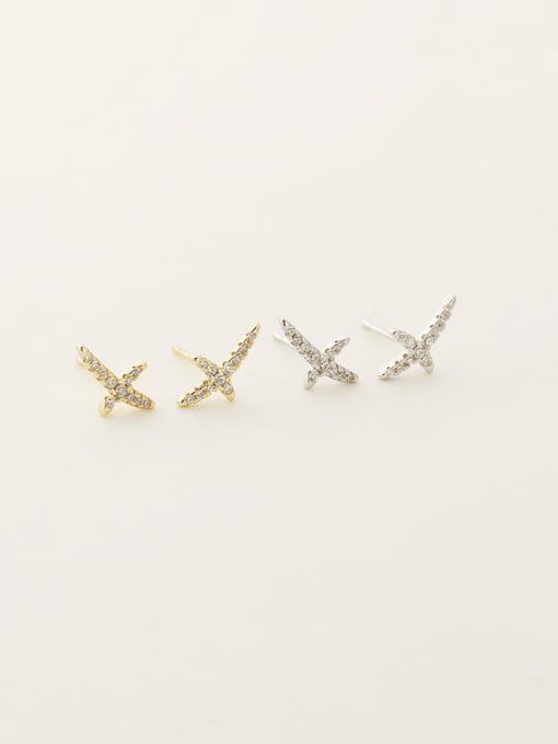 ACEE 925 Sterling Silver Cubic Zirconia Cross Minimalist Stud Earring 0