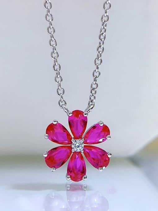E009 Rose Necklace 925 Sterling Silver Cubic Zirconia Flower Dainty Necklace