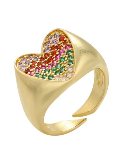 Gold color diamond Brass Rhinestone Geometric Trend Band Ring
