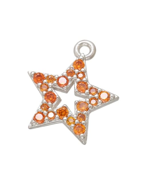 platinum orange diamond Pentagram Brass Cubic Zirconia Micro Inlay Heart Star Pendant