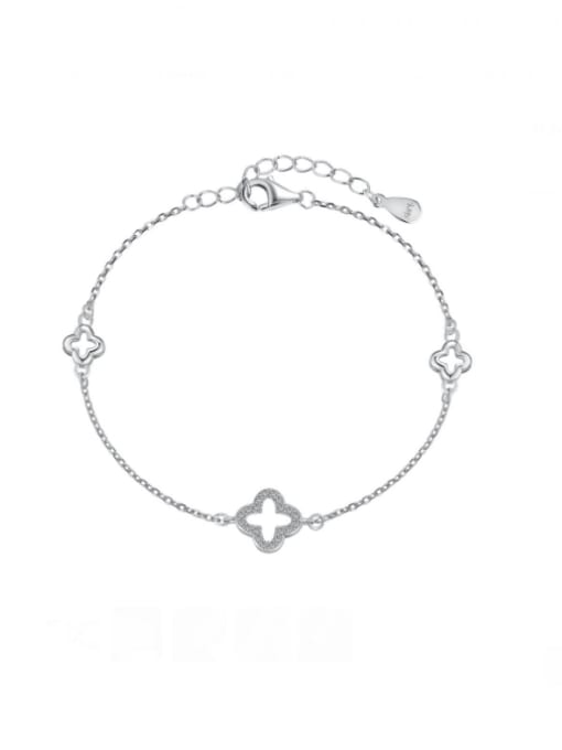 DY150220 S W WH 925 Sterling Silver Flower Minimalist Bracelet
