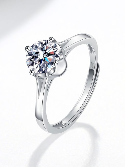 AAAAA  Cubic Zirconia 925 Sterling Silver Moissanite Flower Dainty Band Ring