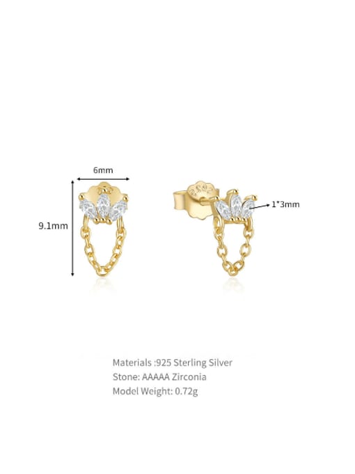 YUANFAN 925 Sterling Silver Cubic Zirconia Crown Dainty Drop Earring 2
