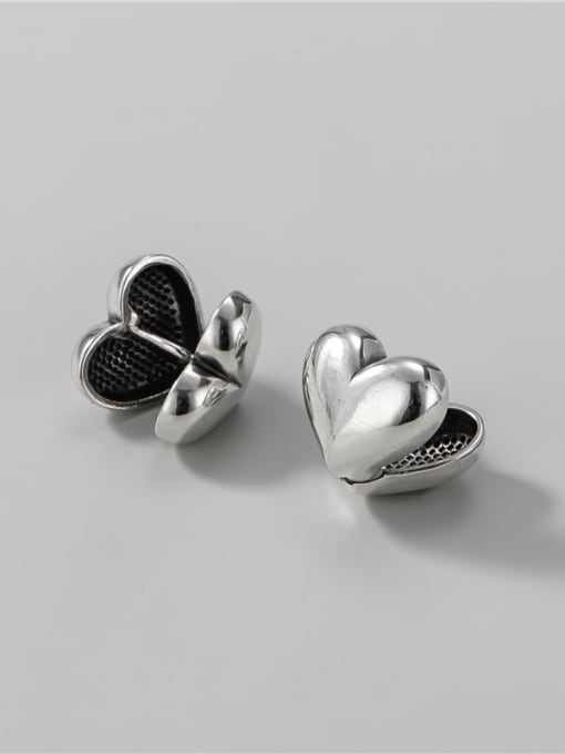 Love ear button small (about 3.5G) 925 Sterling Silver Heart Vintage Stud Earring
