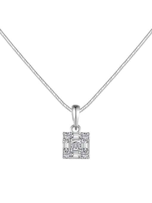 DY190653 S W WH 925 Sterling Silver Cubic Zirconia Geometric Dainty Necklace