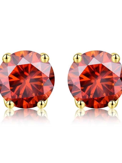 Gold(red) 925 Sterling Silver Moissanite Geometric Dainty Stud Earring