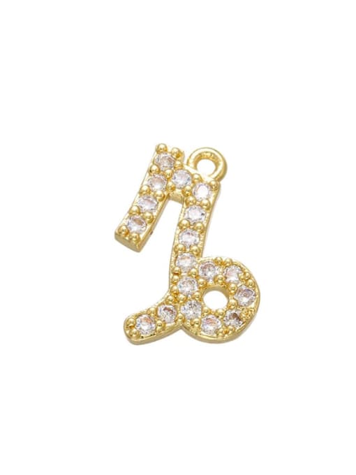 Golden Capricorn Brass Diamond Gold Plated Zodiac Pendant