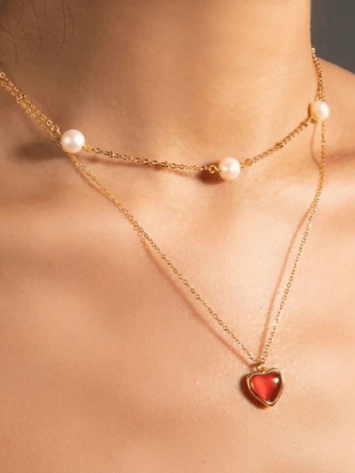 YUANFAN 925 Sterling Silver Enamel Heart Minimalist Necklace 1