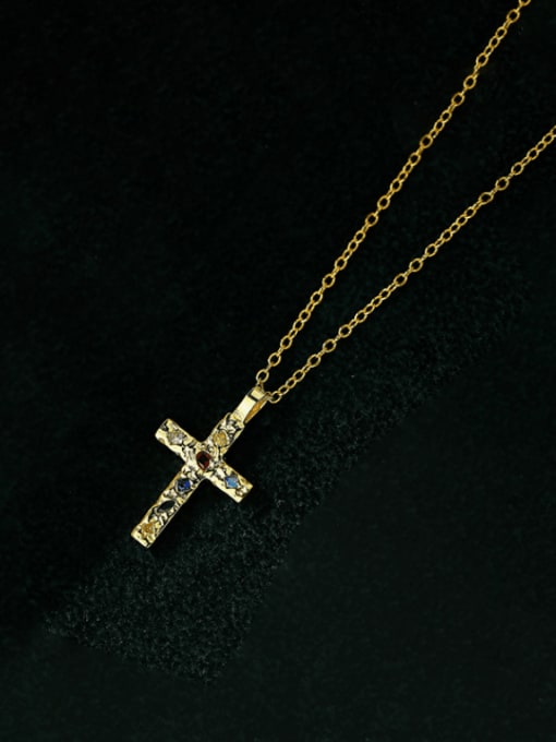 YUANFAN 925 Sterling Silver Cubic Zirconia Cross Minimalist Regligious Necklace 2