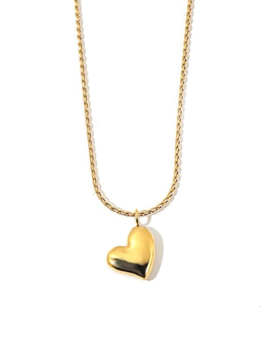 Single Heart Gold Necklace Titanium Steel Heart Minimalist Necklace