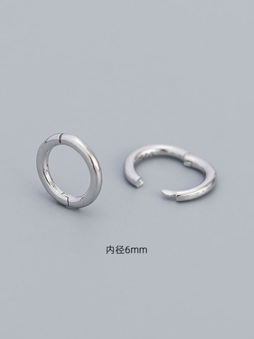 White gold (6mm) 925 Sterling Silver Geometric Minimalist Stud Earring