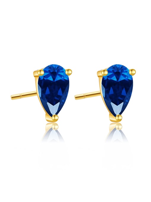 18k gold blue 925 Sterling Silver Cubic Zirconia Water Drop Dainty Stud Earring