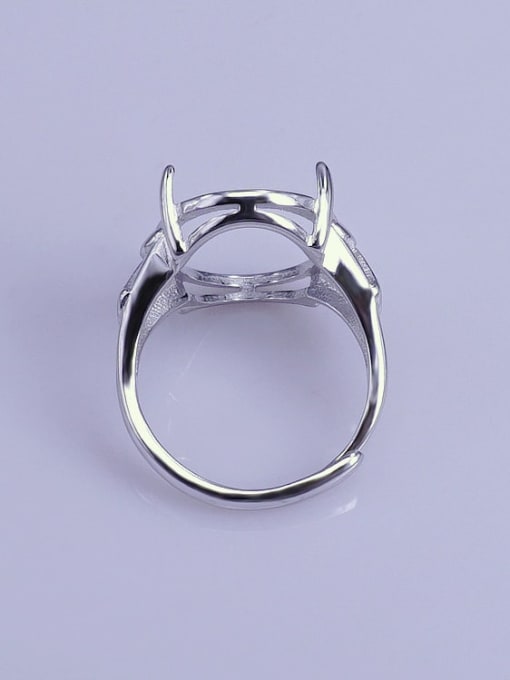 Supply 925 Sterling Silver 18K White Gold Plated Geometric Ring Setting Stone size: 14*18mm 2