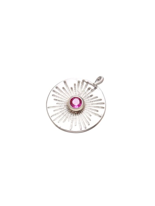 KOKO Copper micro-set 4-color rose red zircon round pendant