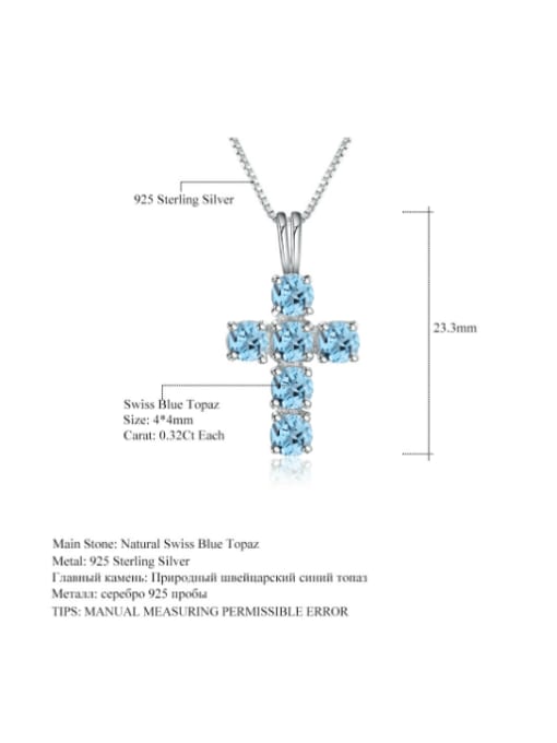 ZXI-SILVER JEWELRY 925 Sterling Silver Swiss Blue Topaz Cross Luxury Regligious Necklace 2