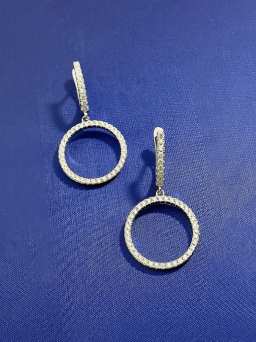 E292 Round Earrings 925 Sterling Silver Cubic Zirconia Geometric Minimalist Cluster Earring