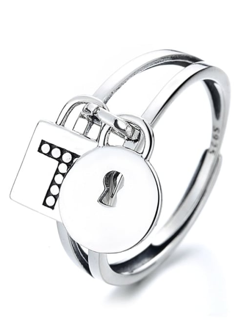 350fj about 2.8g 925 Sterling Silver Key Vintage Band Ring