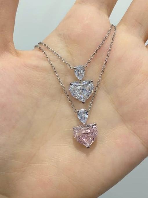 STL-Silver Jewelry 925 Sterling Silver Cubic Zirconia Heart Luxury Necklace 1