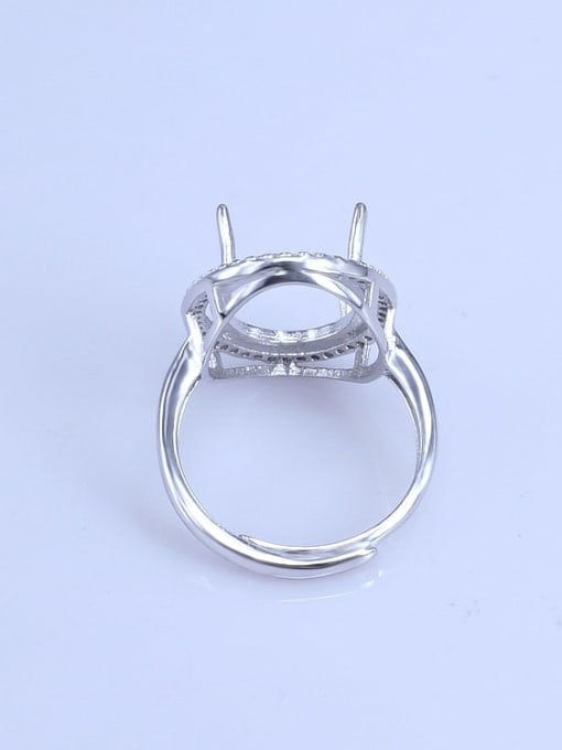 Supply 925 Sterling Silver 18K White Gold Plated Geometric Ring Setting Stone size: 9*11 11*13 12*16 13*18MM 1