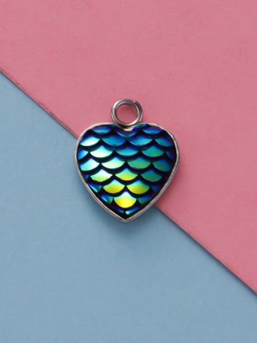 14 Stainless Steel Heart Accessories Heart Shaped Fish Scale Pendant