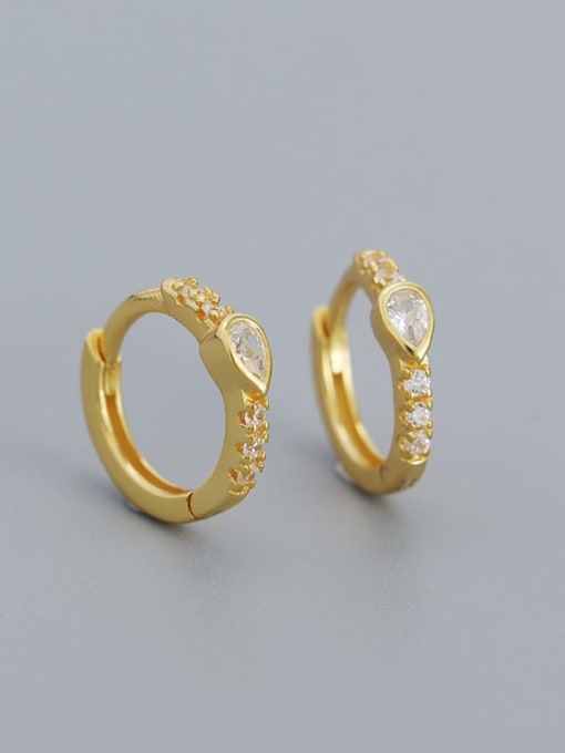 Gold (water drop stone) 925 Sterling Silver Cubic Zirconia Geometric Dainty Stud Earring