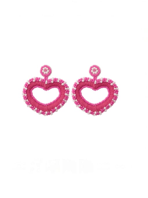 E69053 Rose Alloy MGB beads Multi Color Heart Hip Hop Pure handmade Weave Earring