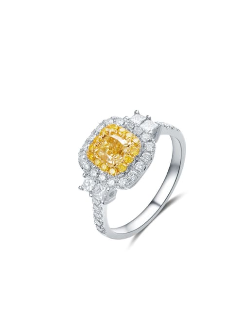 A&T Jewelry 925 Sterling Silver High Carbon Diamond Yellow Geometric Dainty Band Ring