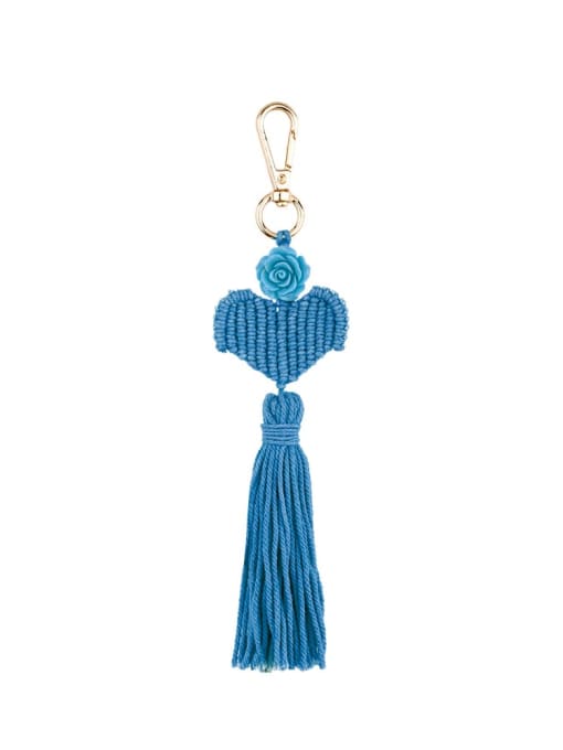 Blue k68163 Alloy Cotton Rope Plastic Tassel Bohemia Hand-Woven Bag Pendant