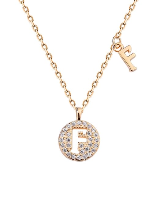 A1573 champagne plated gold F 925 Sterling Silver Rhinestone Geometric Minimalist Necklace