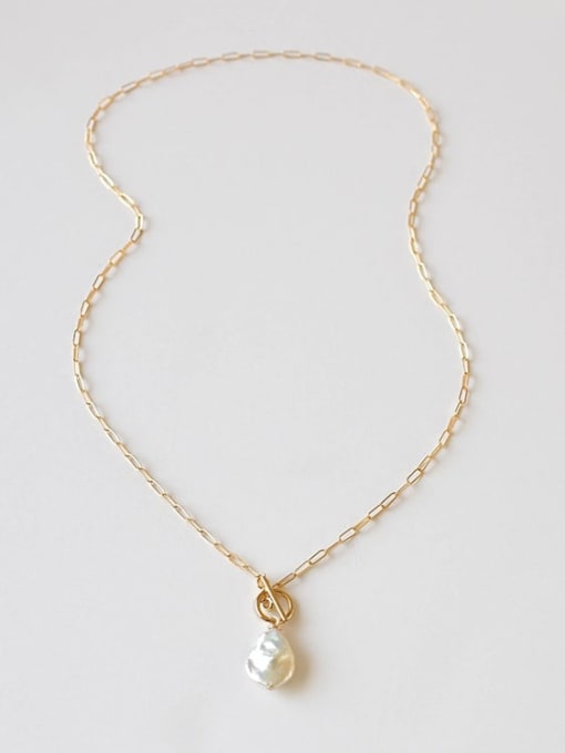 A Titanium Steel Freshwater Pearl Handmade Geometric Bohemia Beaded Necklace