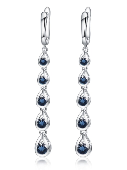 Tassel drops London Blue  Earrings 925 Sterling Silver Natural Color Treasure Topaz Water Drop Artisan Long Drop Earring