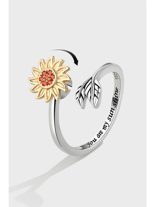 PNJ-Silver 925 Sterling Silver Flower Minimalist Band Ring