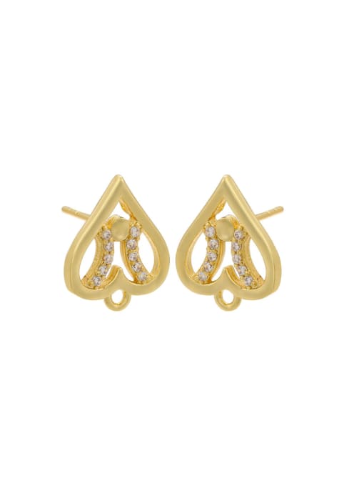 KOKO Brass Cubic Zirconia Heart Dainty Stud Earring