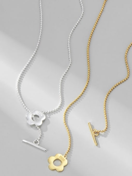 ARTTI 925 Sterling Silver Flower Minimalist  Bead Chain Necklace 0