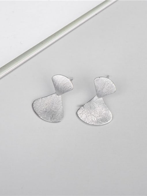 Fan shaped brushed Earrings 925 Sterling Silver Triangle Minimalist Drop Earring