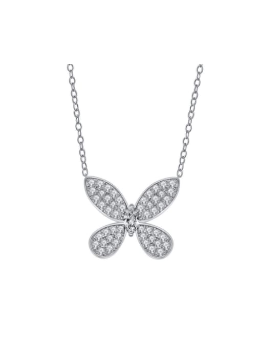 A&T Jewelry 925 Sterling Silver Cubic Zirconia Butterfly Dainty Necklace 0